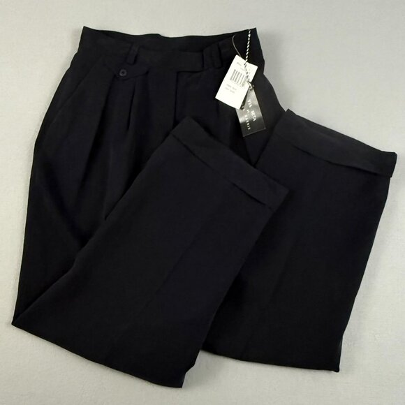Via Seta by Sandra Harris Pants Womens 12 Silk Pleated High Waist Cuffed V61042 - Picture 1 of 16